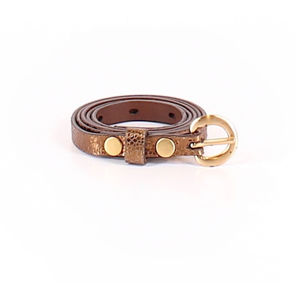 Martin & Osa Gold Leather Studed BoHo Thin Belt M